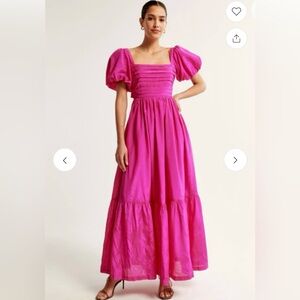 Abercrombie & Fitch Emerson Bow Back Maxi Dress Small Hot Pink
